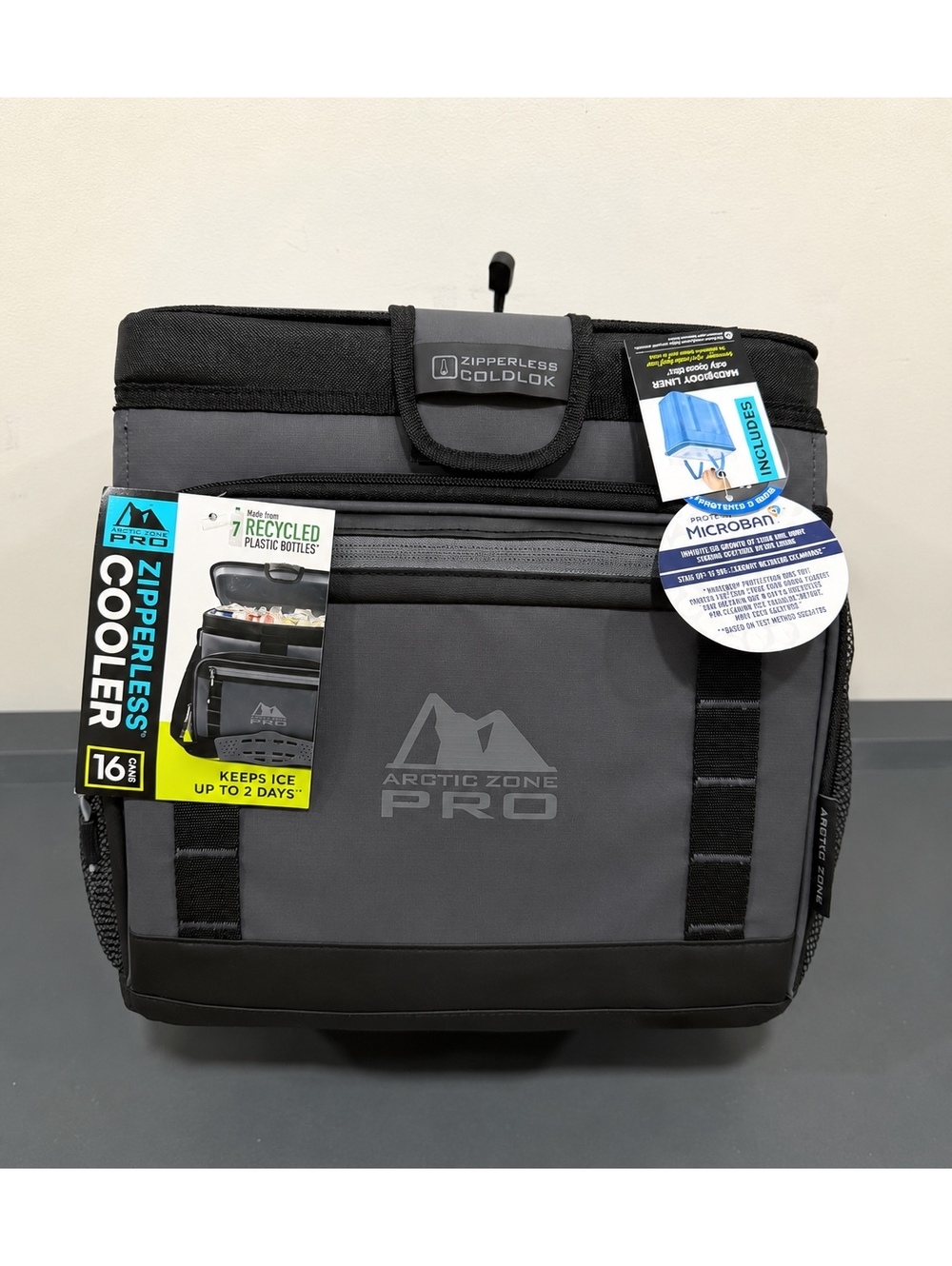 Arctic Zone Pro 16 Can Zipperless ColdLok Cooler Gray Microban Hardbody NEW